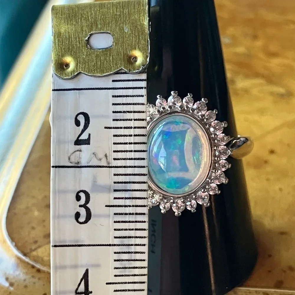 Natural Ethiopian Opal Sterling Silver Ring Size 10